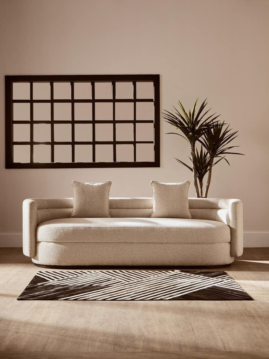 Hamilton Interiors Living Oratino Ivory Linen 3 Seater Curved Sofa House of Isabella UK
