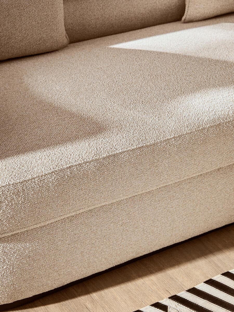 Hamilton Interiors Living Oratino Ivory Linen 3 Seater Curved Sofa House of Isabella UK
