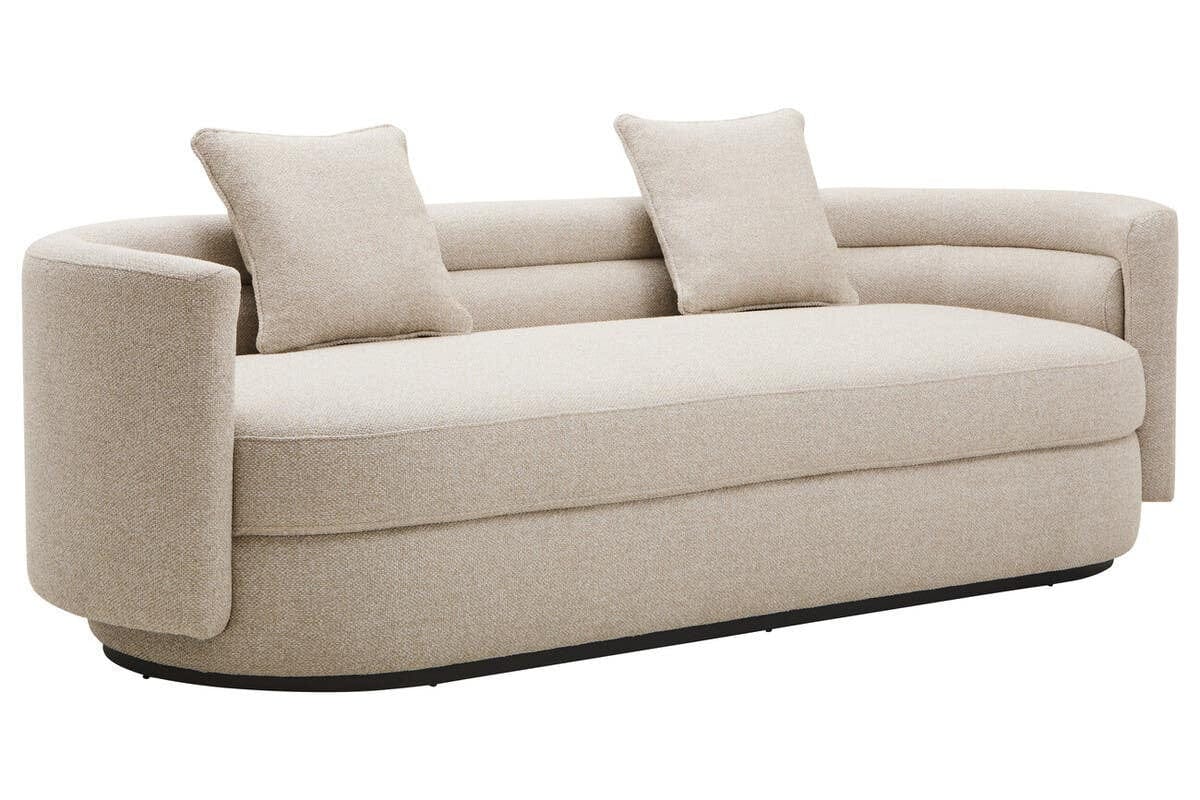 Hamilton Interiors Living Oratino Ivory Linen 3 Seater Curved Sofa House of Isabella UK