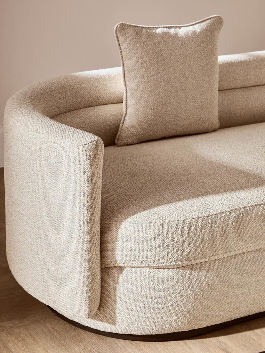 Hamilton Interiors Living Oratino Ivory Linen 3 Seater Curved Sofa House of Isabella UK