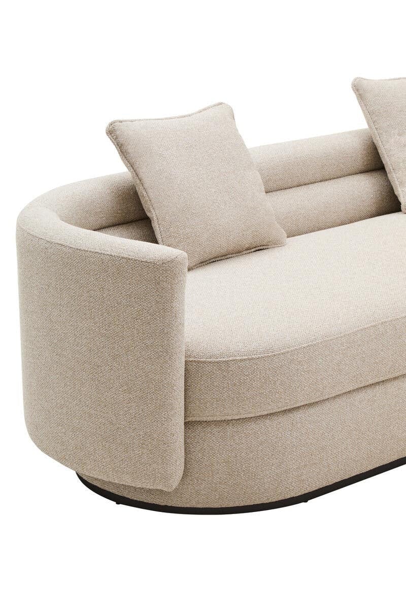 Hamilton Interiors Living Oratino Ivory Linen 3 Seater Curved Sofa House of Isabella UK