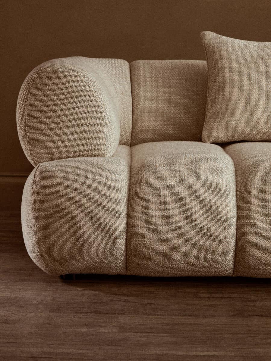 Hamilton Interiors Living Ordona Cream Linen 3 Seater Curved Sofa House of Isabella UK