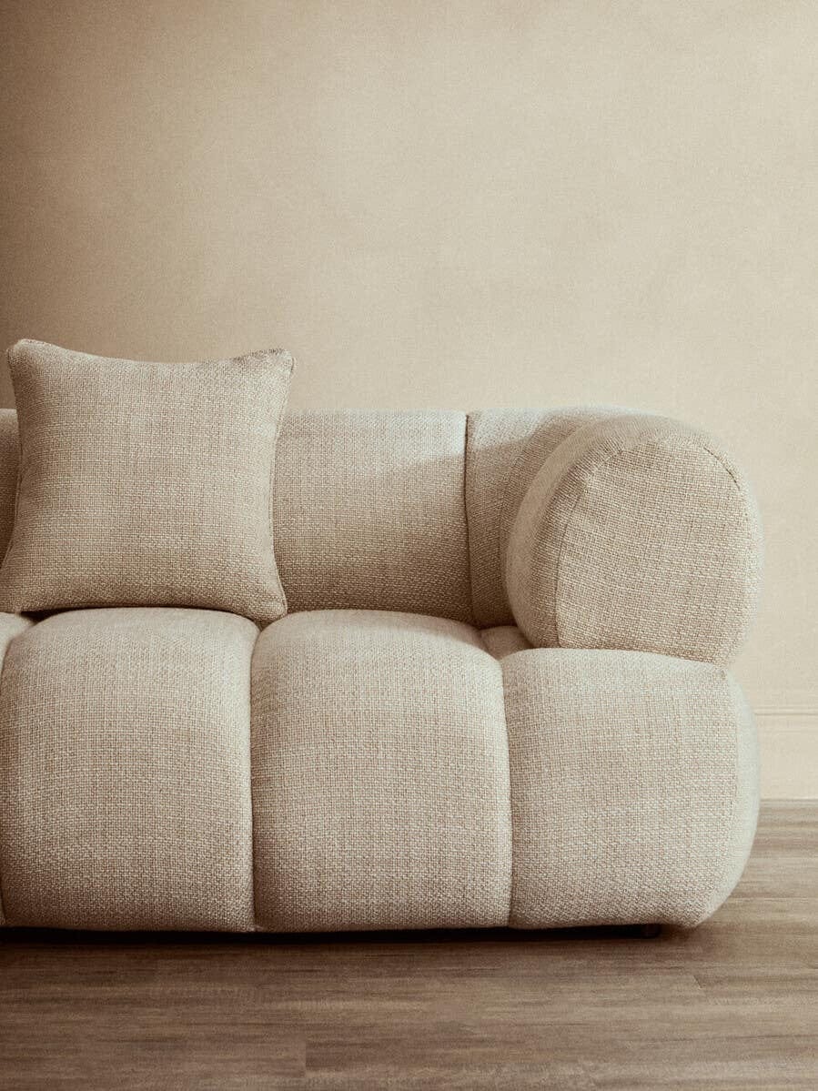 Hamilton Interiors Living Ordona Cream Linen 3 Seater Curved Sofa House of Isabella UK