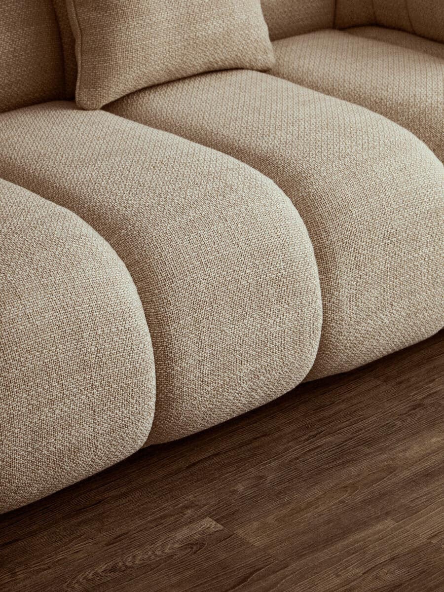 Hamilton Interiors Living Ordona Cream Linen 3 Seater Curved Sofa House of Isabella UK
