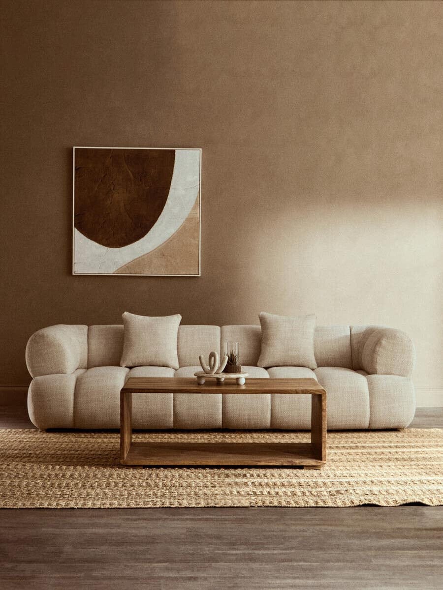 Hamilton Interiors Living Ordona Cream Linen 3 Seater Curved Sofa House of Isabella UK