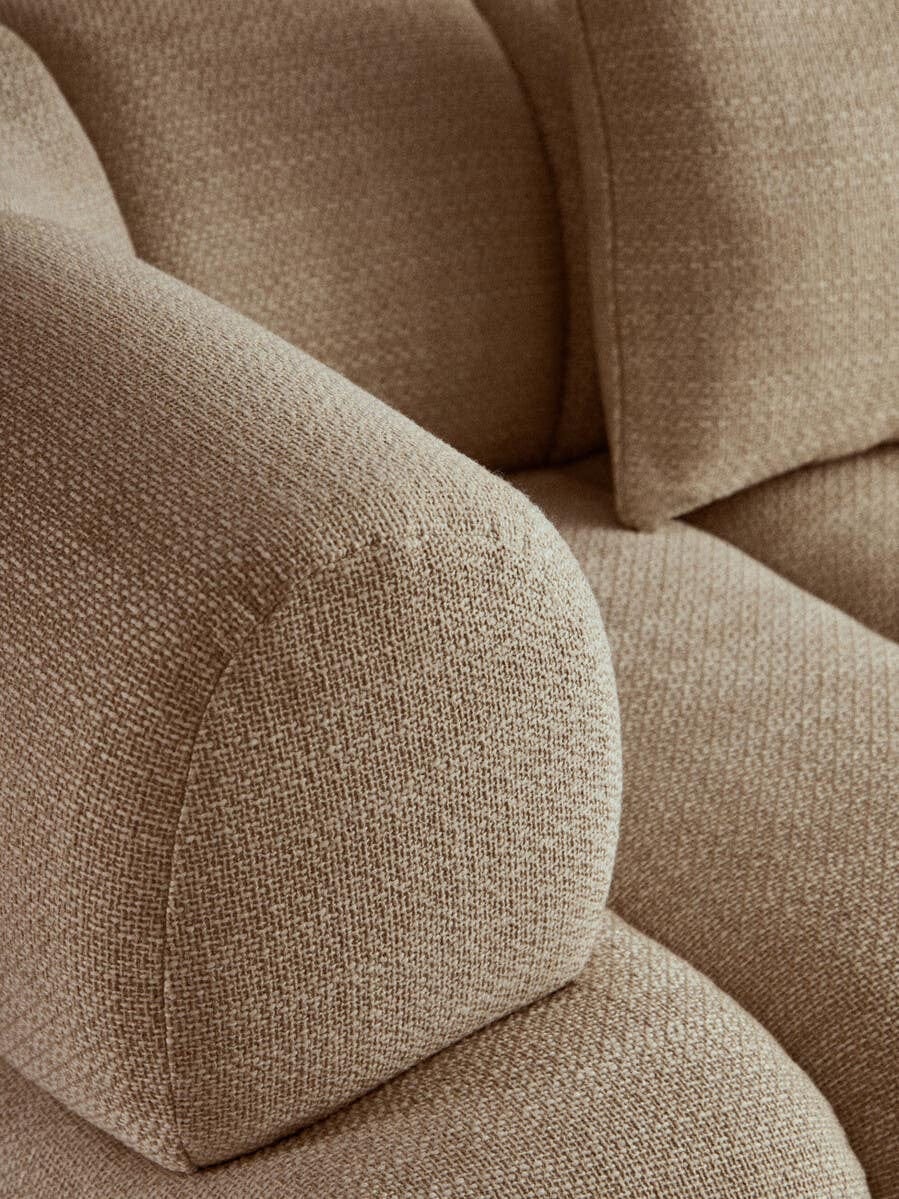 Hamilton Interiors Living Ordona Cream Linen 3 Seater Curved Sofa House of Isabella UK