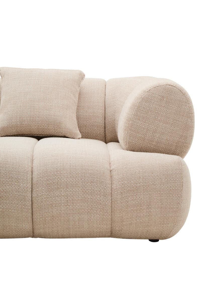 Hamilton Interiors Living Ordona Cream Linen 3 Seater Curved Sofa House of Isabella UK