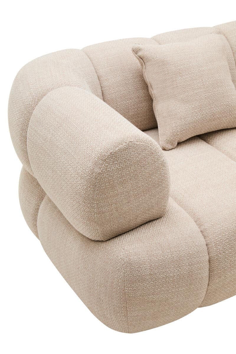 Hamilton Interiors Living Ordona Cream Linen 3 Seater Curved Sofa House of Isabella UK