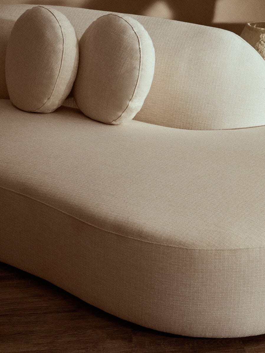 Hamilton Interiors Living Ovada Cream Linen 3 Seater Curved Sofa House of Isabella UK