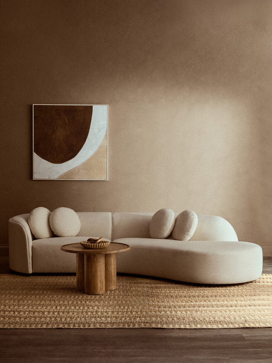 Hamilton Interiors Living Ovada Cream Linen 3 Seater Curved Sofa House of Isabella UK