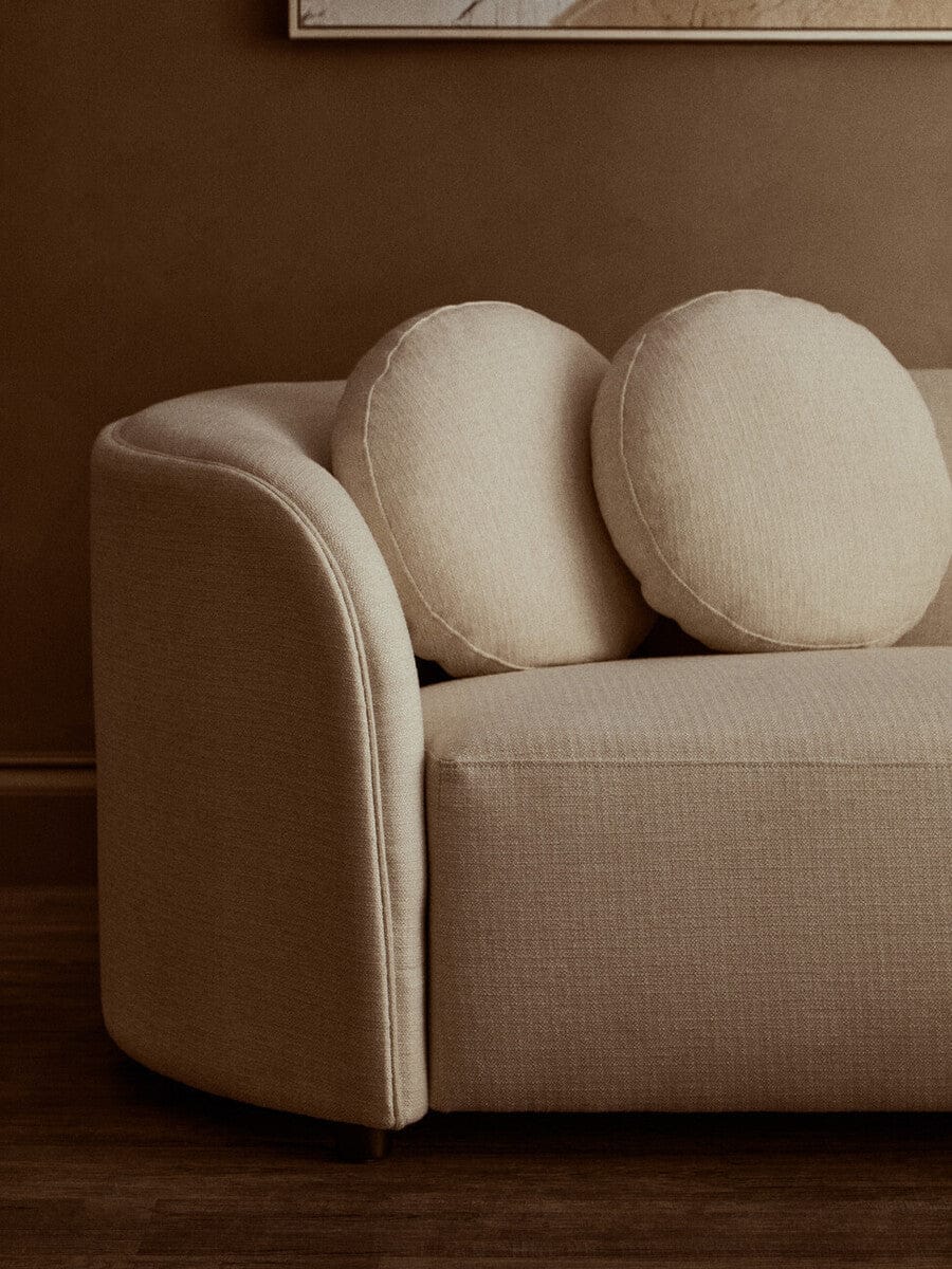 Hamilton Interiors Living Ovada Cream Linen 3 Seater Curved Sofa House of Isabella UK