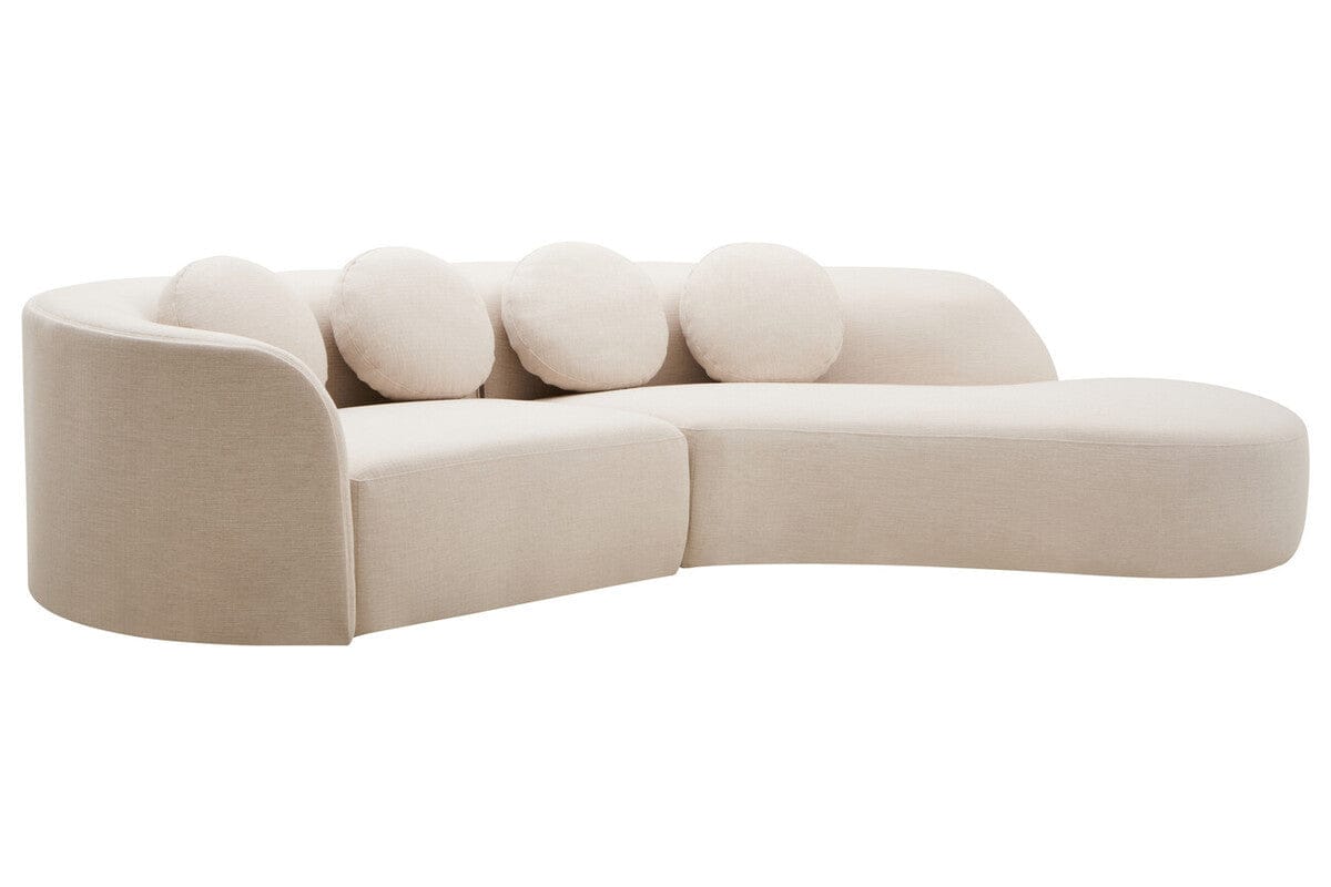 Hamilton Interiors Living Ovada Cream Linen 3 Seater Curved Sofa House of Isabella UK