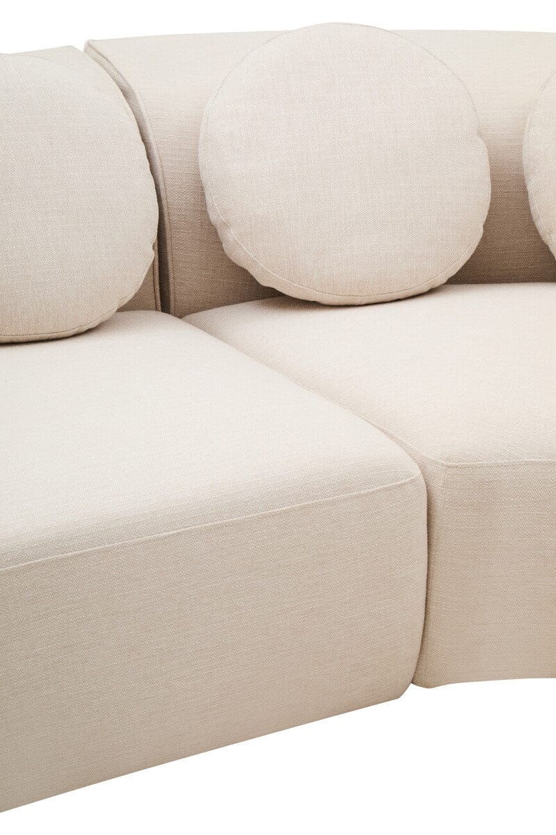 Hamilton Interiors Living Ovada Cream Linen 3 Seater Curved Sofa House of Isabella UK