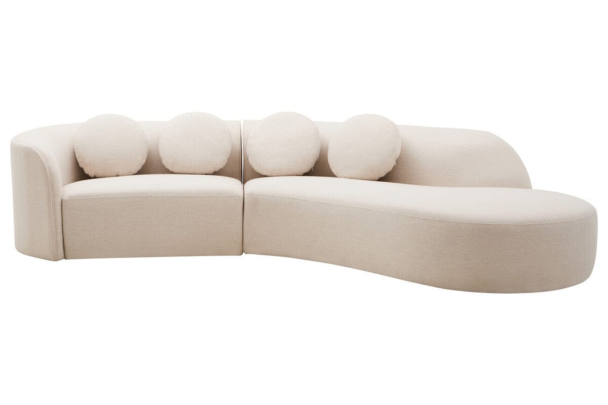 Hamilton Interiors Living Ovada Cream Linen 3 Seater Curved Sofa House of Isabella UK