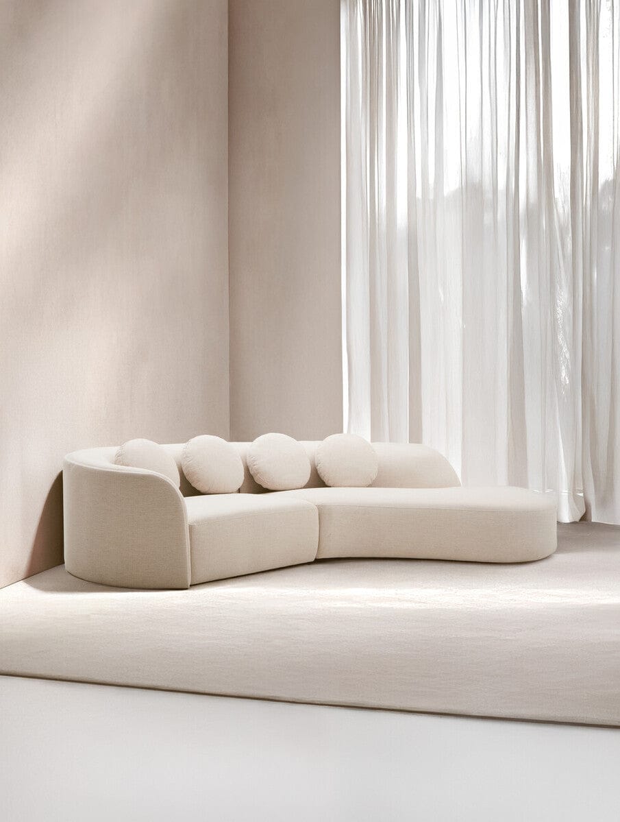 Hamilton Interiors Living Ovada Cream Linen 3 Seater Curved Sofa House of Isabella UK