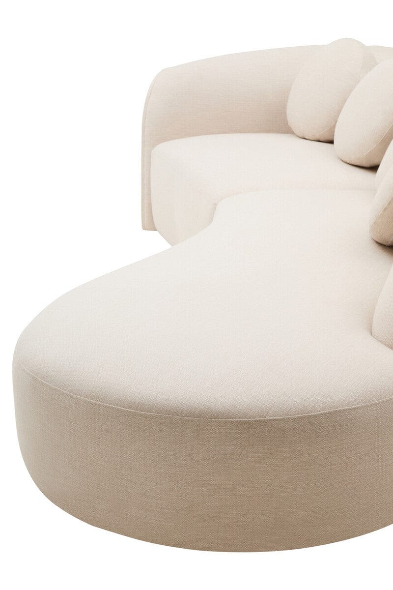 Hamilton Interiors Living Ovada Cream Linen 3 Seater Curved Sofa House of Isabella UK