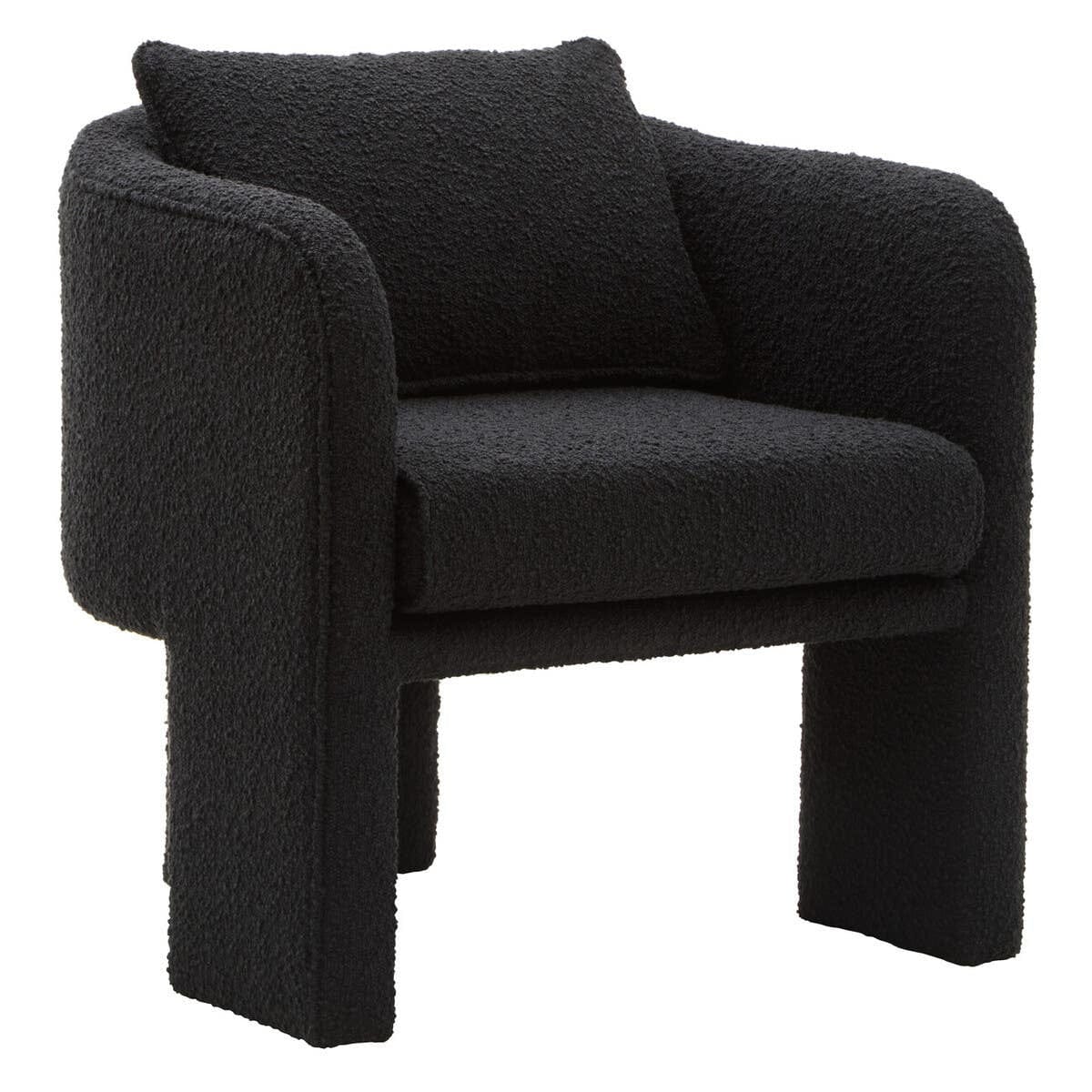 Hamilton Interiors Living Ozzero Black Boucle Curved Armchair House of Isabella UK