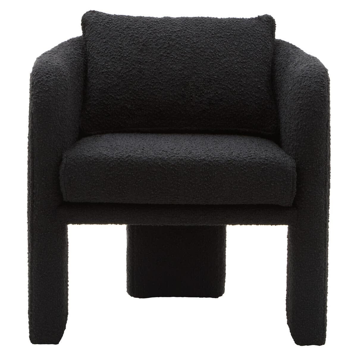Hamilton Interiors Living Ozzero Black Boucle Curved Armchair House of Isabella UK