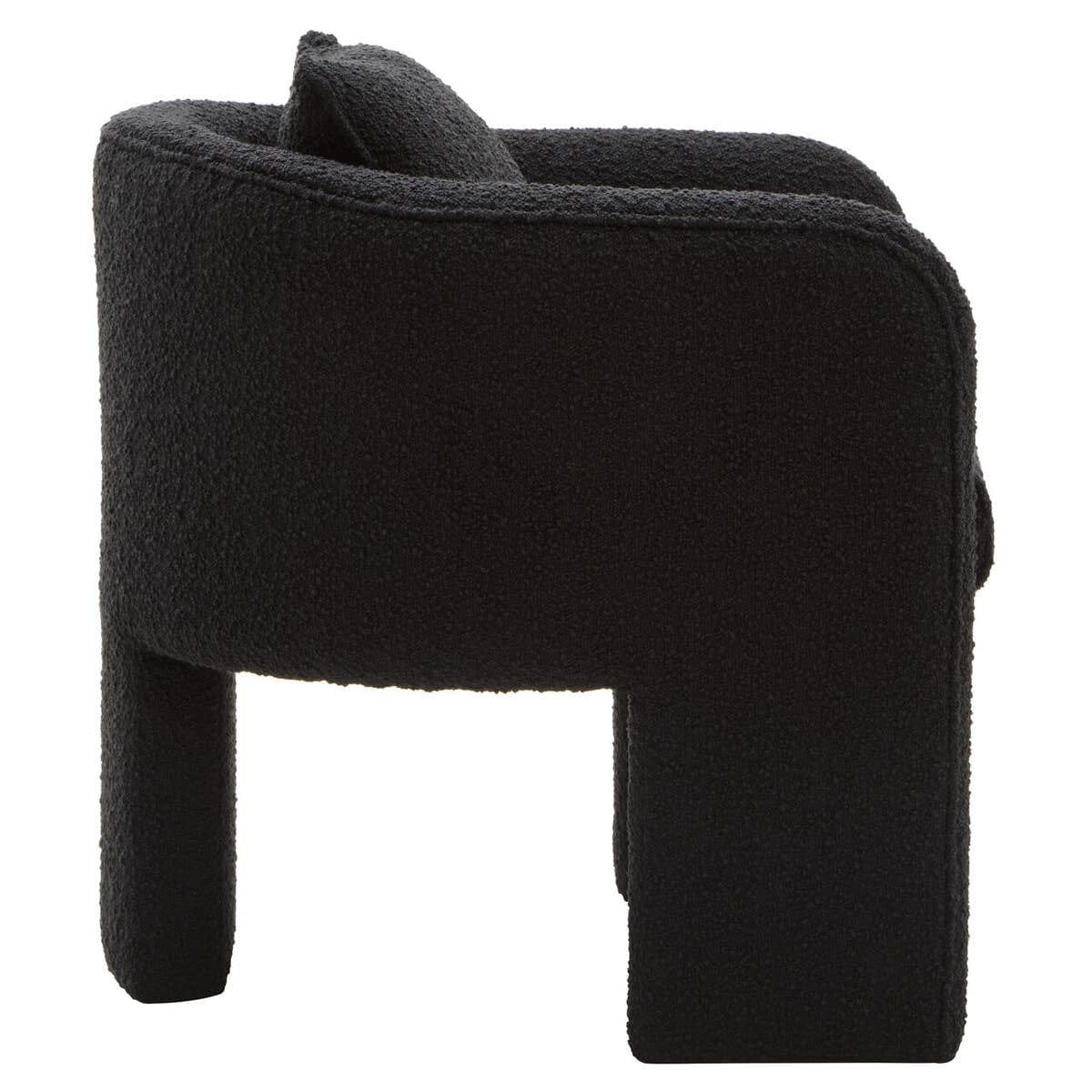 Hamilton Interiors Living Ozzero Black Boucle Curved Armchair House of Isabella UK