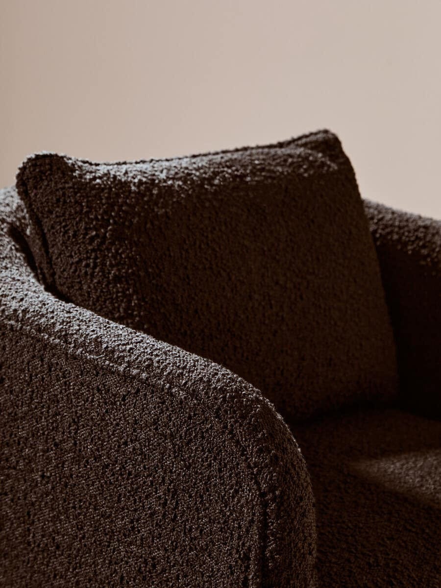 Hamilton Interiors Living Ozzero Black Boucle Curved Armchair House of Isabella UK