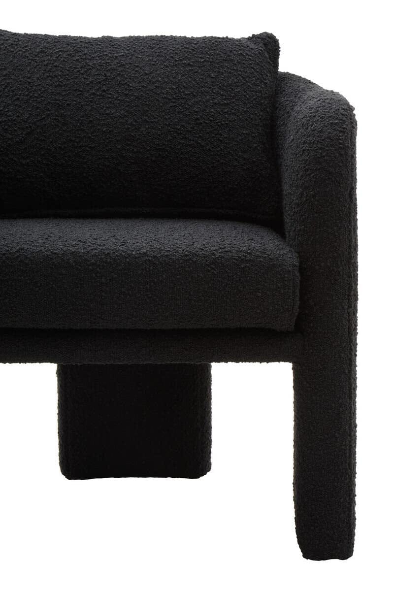 Hamilton Interiors Living Ozzero Black Boucle Curved Armchair House of Isabella UK