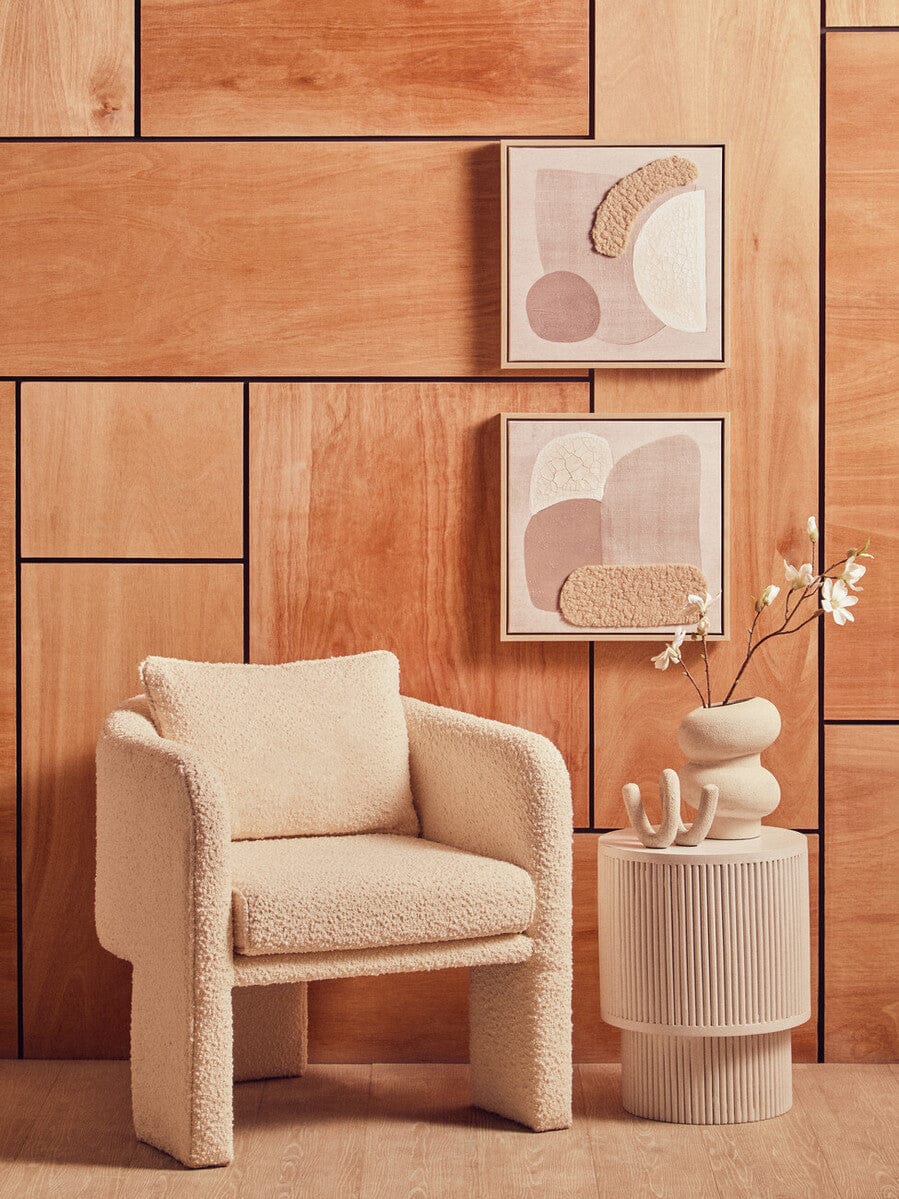 Hamilton Interiors Living Ozzero Ivory Boucle Curved Armchair House of Isabella UK