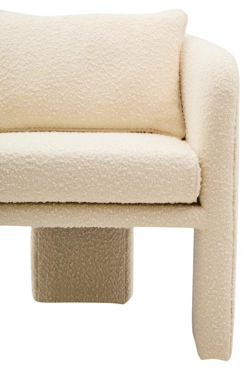 Hamilton Interiors Living Ozzero Ivory Boucle Curved Armchair House of Isabella UK