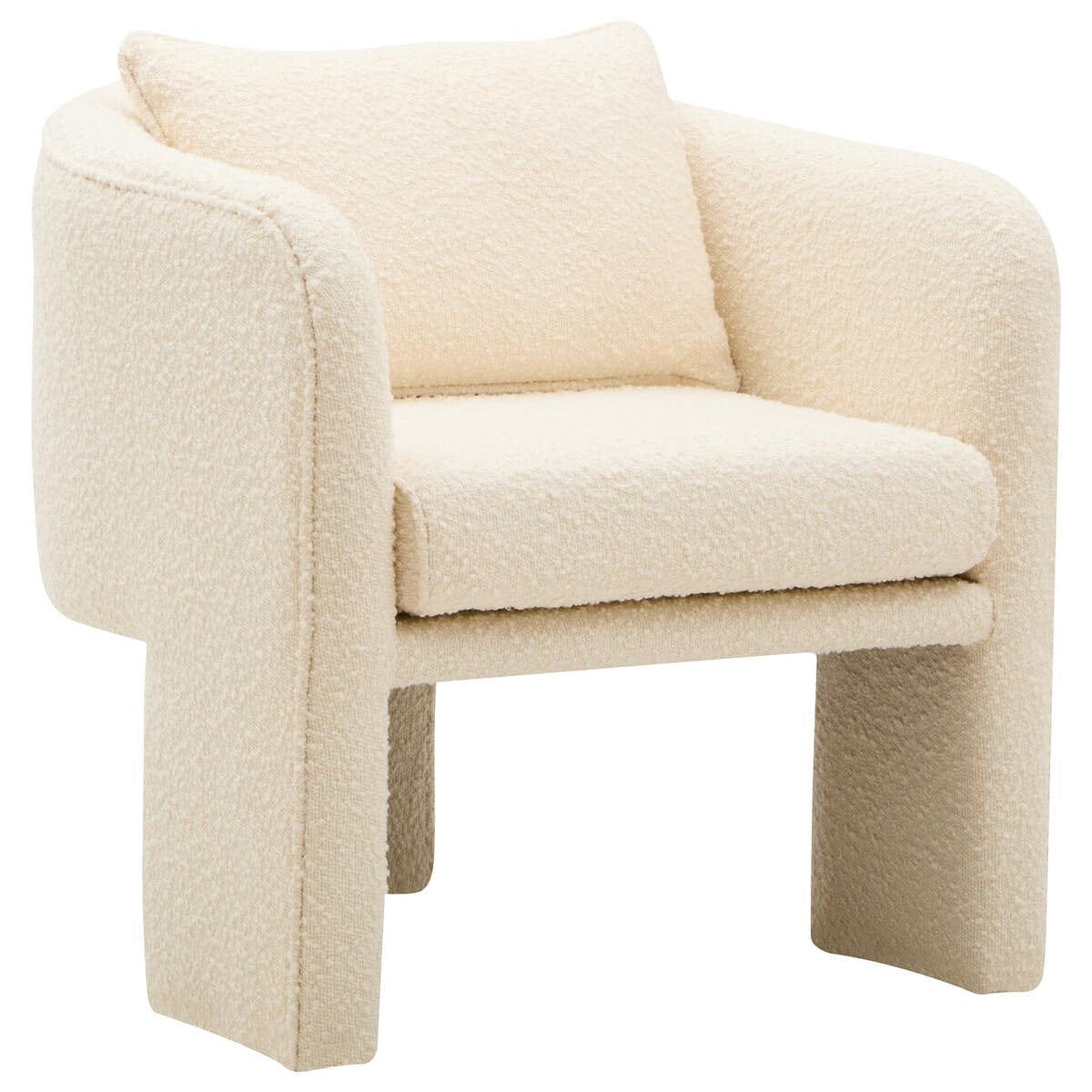 Hamilton Interiors Living Ozzero Ivory Boucle Curved Armchair House of Isabella UK