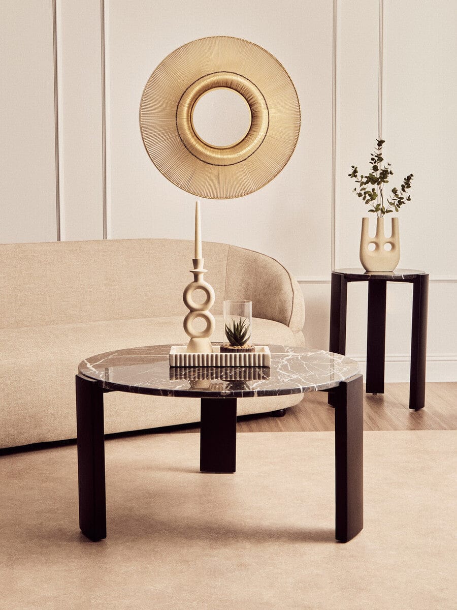Hamilton Interiors Living Palermo Black Marble Top Round Side Table House of Isabella UK