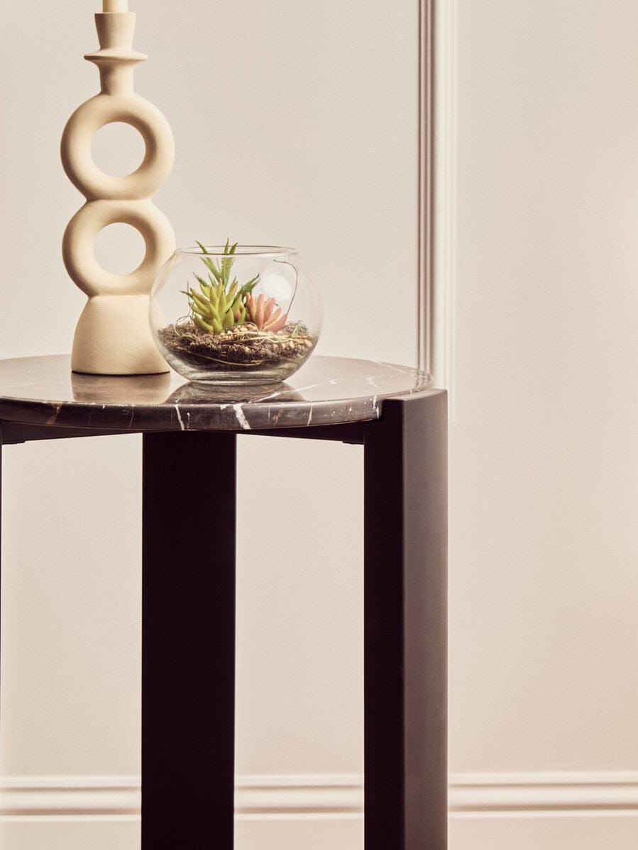 Hamilton Interiors Living Palermo Black Marble Top Round Side Table House of Isabella UK