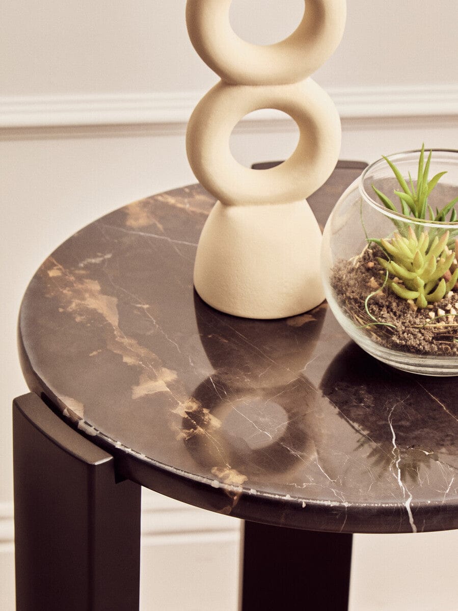 Hamilton Interiors Living Palermo Black Marble Top Round Side Table House of Isabella UK