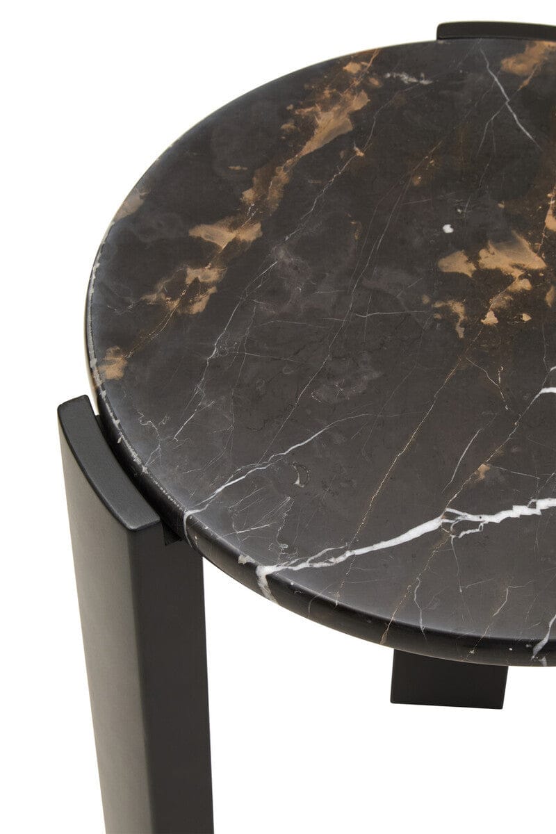 Hamilton Interiors Living Palermo Black Marble Top Round Side Table House of Isabella UK