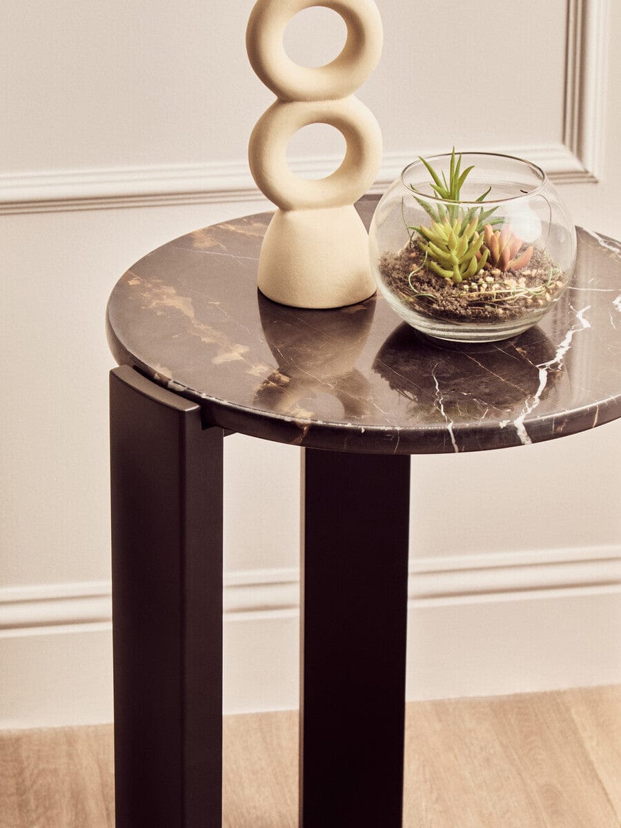 Hamilton Interiors Living Palermo Black Marble Top Round Side Table House of Isabella UK