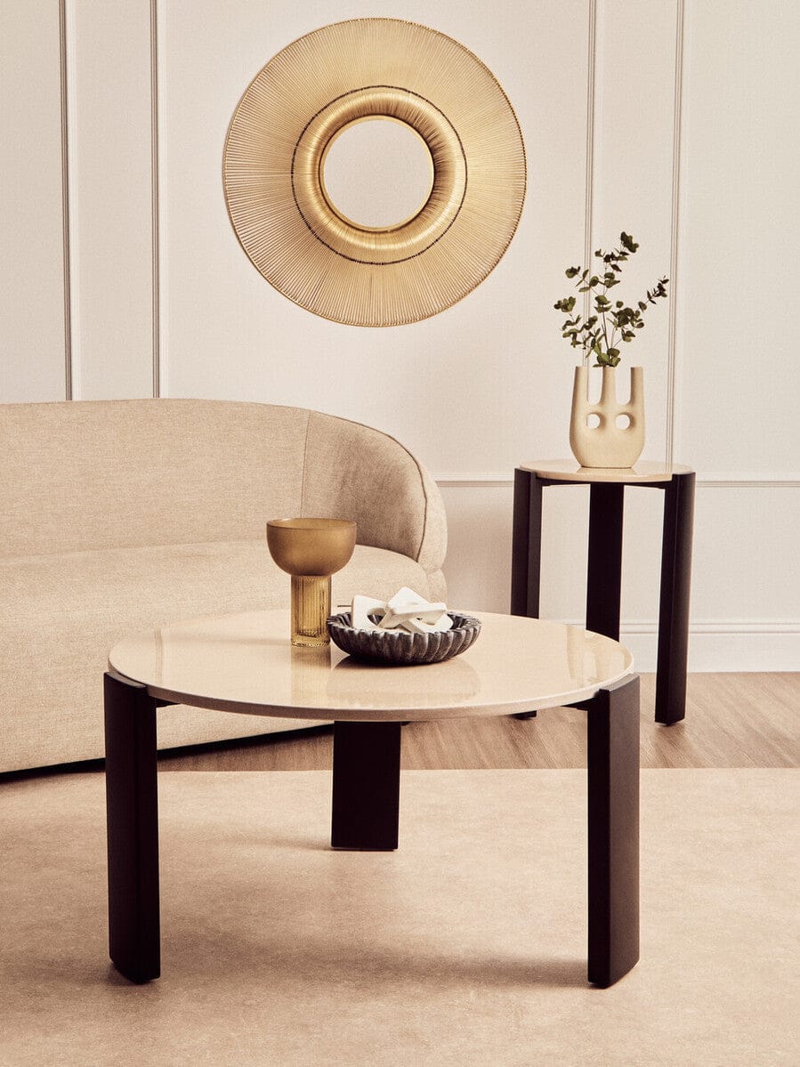 Hamilton Interiors Living Palermo Cream Marble Top Round Side Table House of Isabella UK