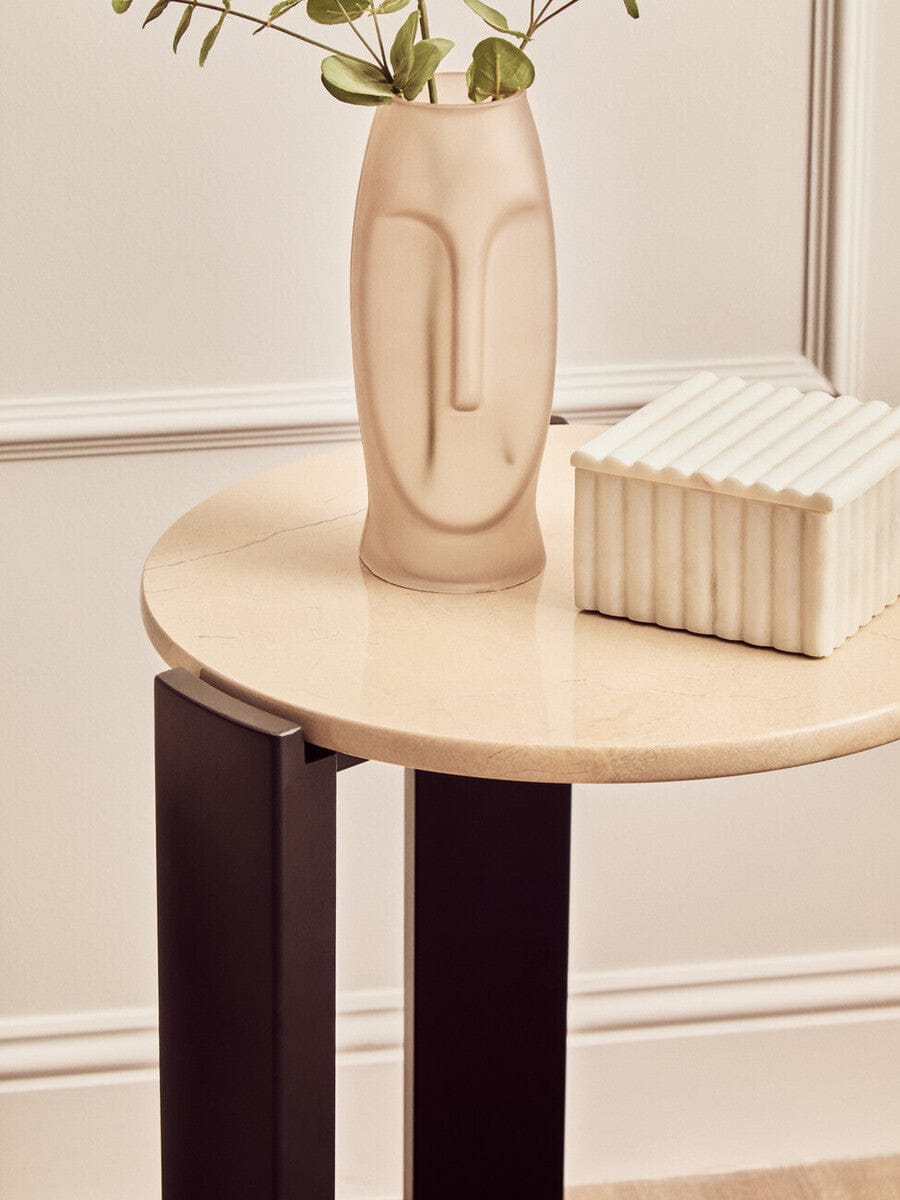 Hamilton Interiors Living Palermo Cream Marble Top Round Side Table House of Isabella UK