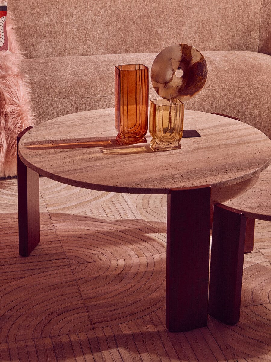 Hamilton Interiors Living Palermo Round Travertine Top Small Coffee Table House of Isabella UK