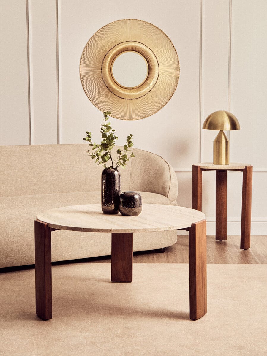 Hamilton Interiors Living Palermo Travertine Top Round Side Table House of Isabella UK