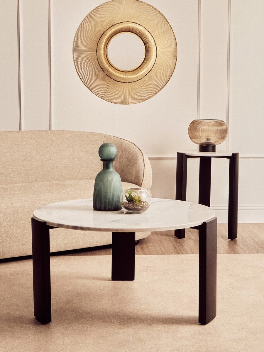 Hamilton Interiors Living Palermo White Marble Top Round Side Table House of Isabella UK