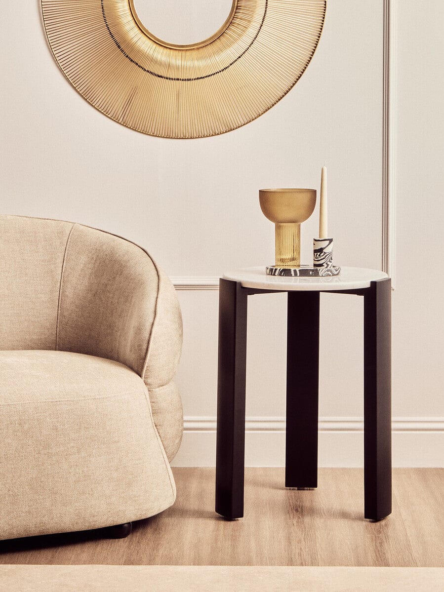 Hamilton Interiors Living Palermo White Marble Top Round Side Table House of Isabella UK