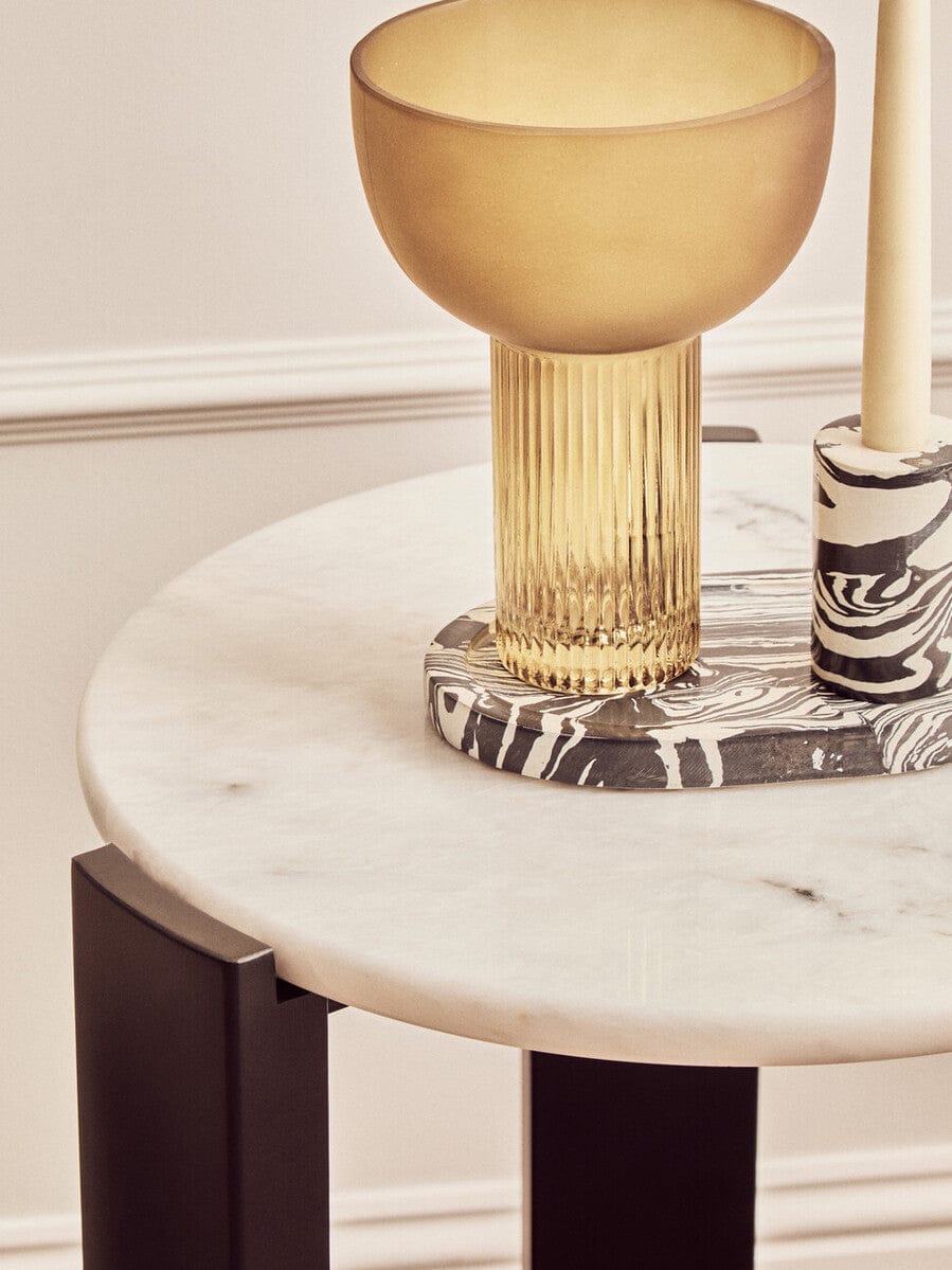 Hamilton Interiors Living Palermo White Marble Top Round Side Table House of Isabella UK