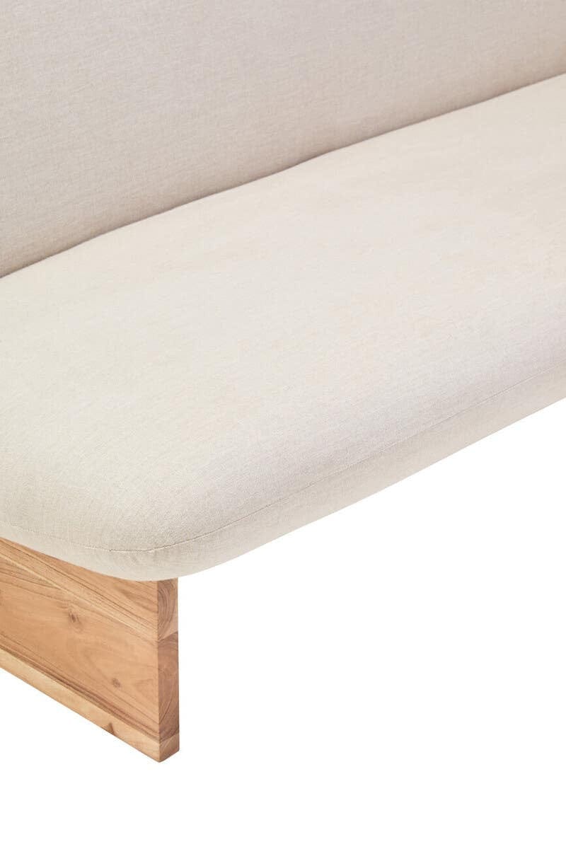 Hamilton Interiors Living Parova Cream Linen Textured 2 Seater Armless Sofa With Wood Base House of Isabella UK