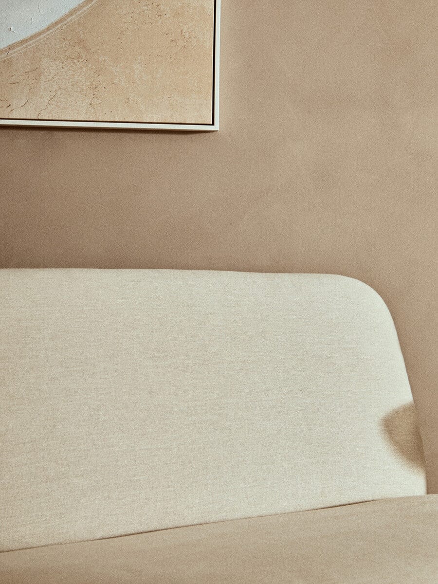 Hamilton Interiors Living Parova Cream Linen Textured 2 Seater Armless Sofa With Wood Base House of Isabella UK