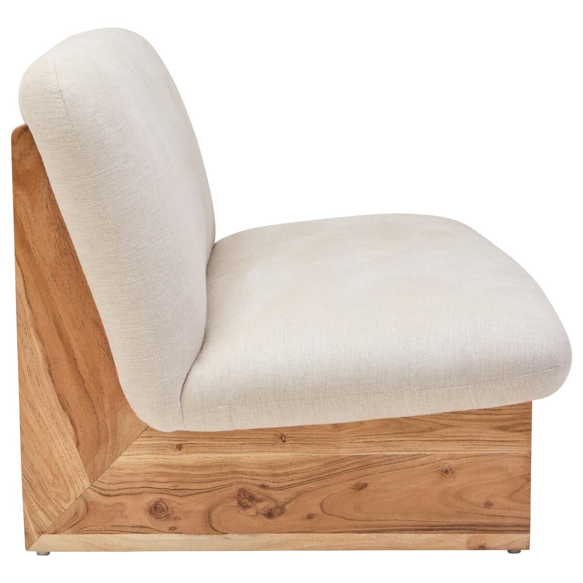 Hamilton Interiors Living Parova Cream Linen Textured 2 Seater Armless Sofa With Wood Base House of Isabella UK