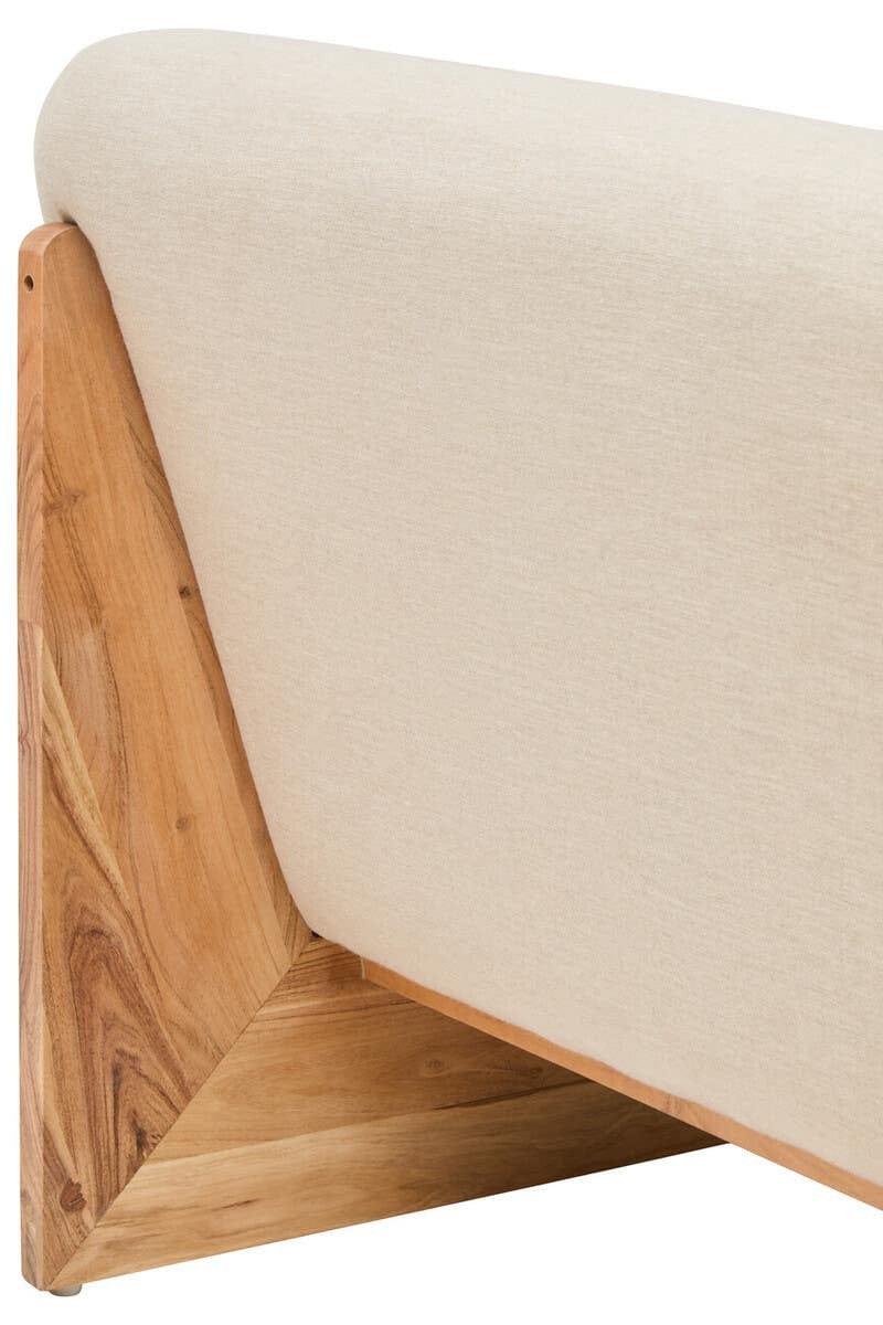 Hamilton Interiors Living Parova Cream Linen Textured 2 Seater Armless Sofa With Wood Base House of Isabella UK