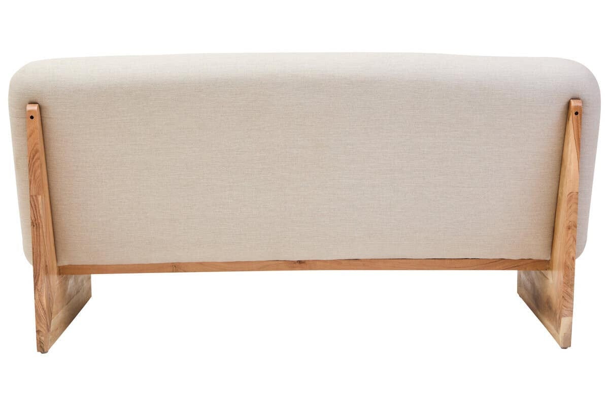 Hamilton Interiors Living Parova Cream Linen Textured 2 Seater Armless Sofa With Wood Base House of Isabella UK