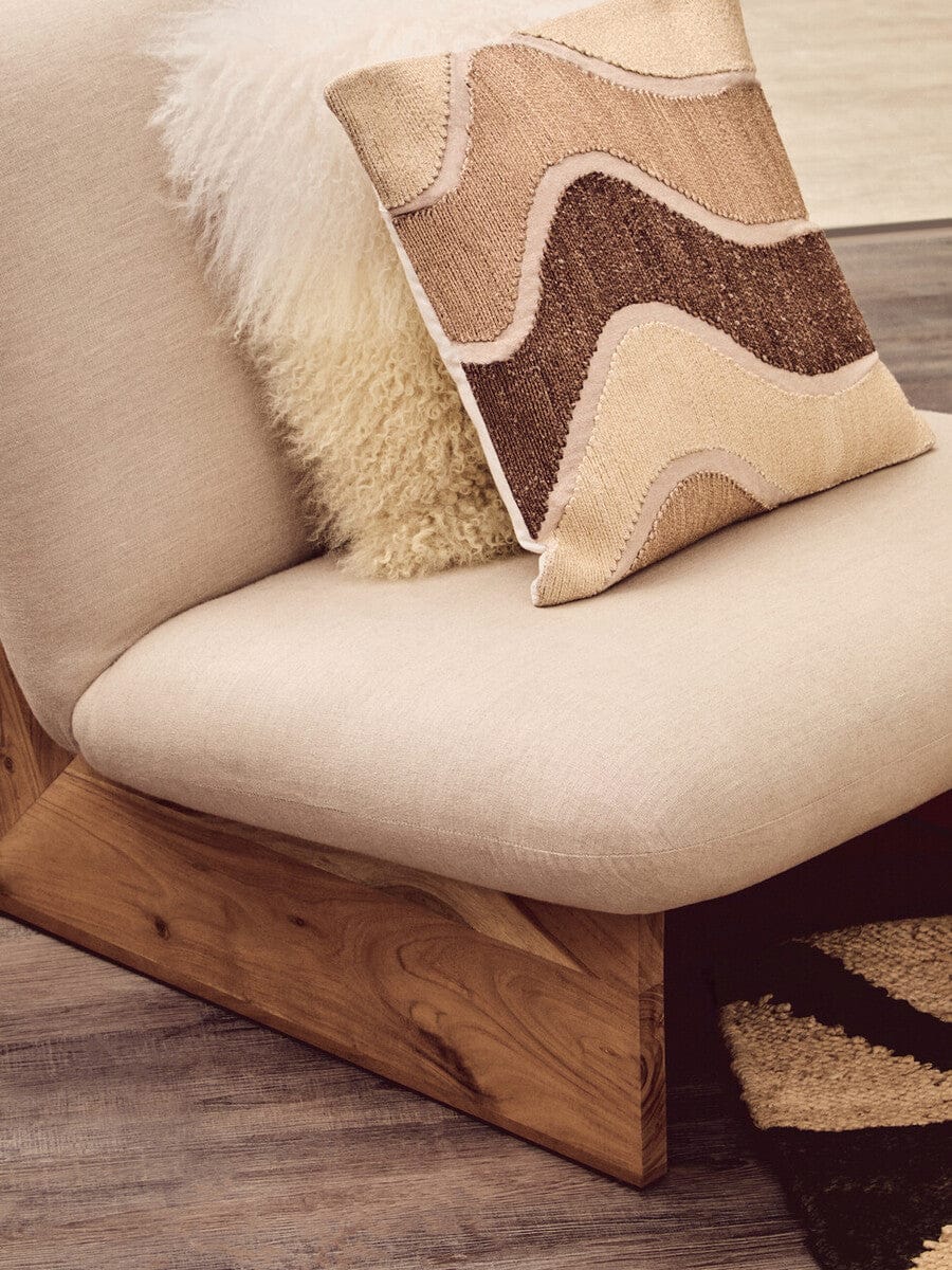Hamilton Interiors Living Parova Cream Linen Textured Armless Chair With Wood Base House of Isabella UK