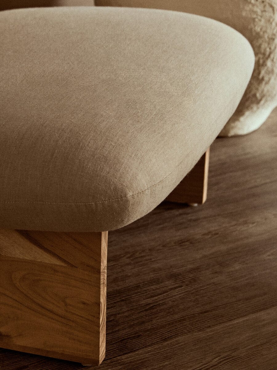 Hamilton Interiors Living Parova Cream Linen Textured Armless Chair With Wood Base House of Isabella UK