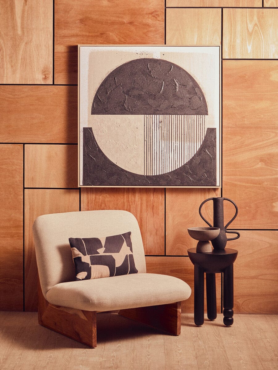 Hamilton Interiors Living Parova Cream Linen Textured Armless Chair With Wood Base House of Isabella UK