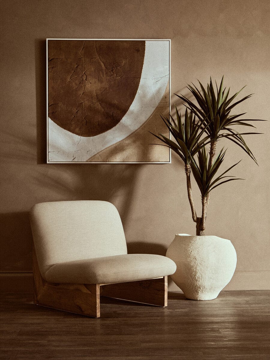 Hamilton Interiors Living Parova Cream Linen Textured Armless Chair With Wood Base House of Isabella UK