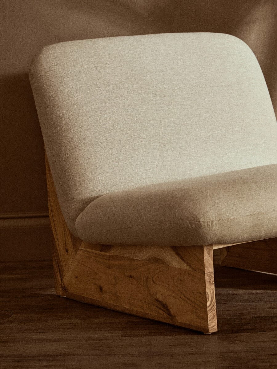 Hamilton Interiors Living Parova Cream Linen Textured Armless Chair With Wood Base House of Isabella UK